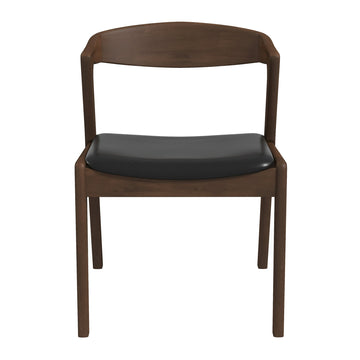 Dakota  Solid Wood Black Leather Dining Chair