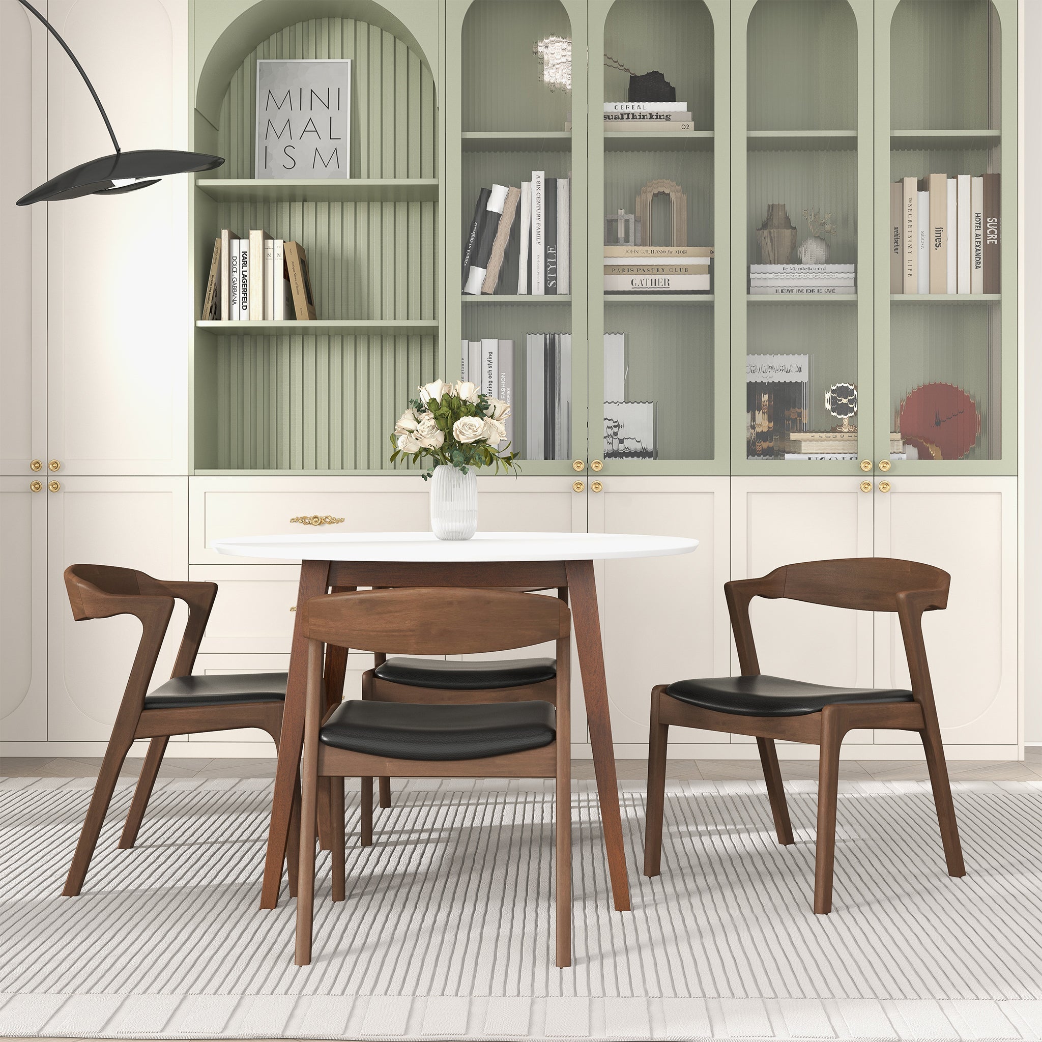 Dakota  Solid Wood Black Leather Dining Chair