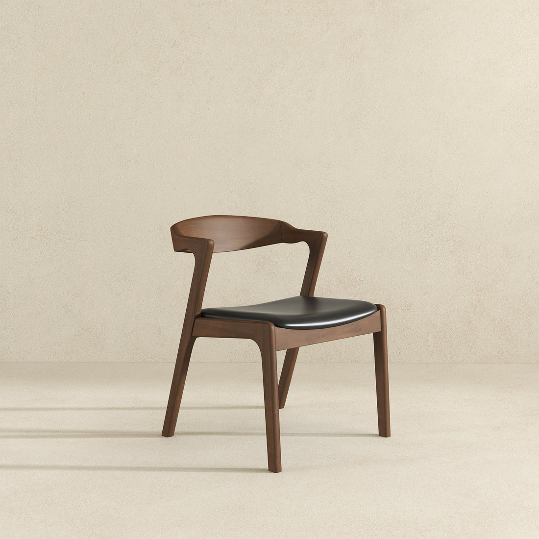 Dakota  Solid Wood Black Leather Dining Chair