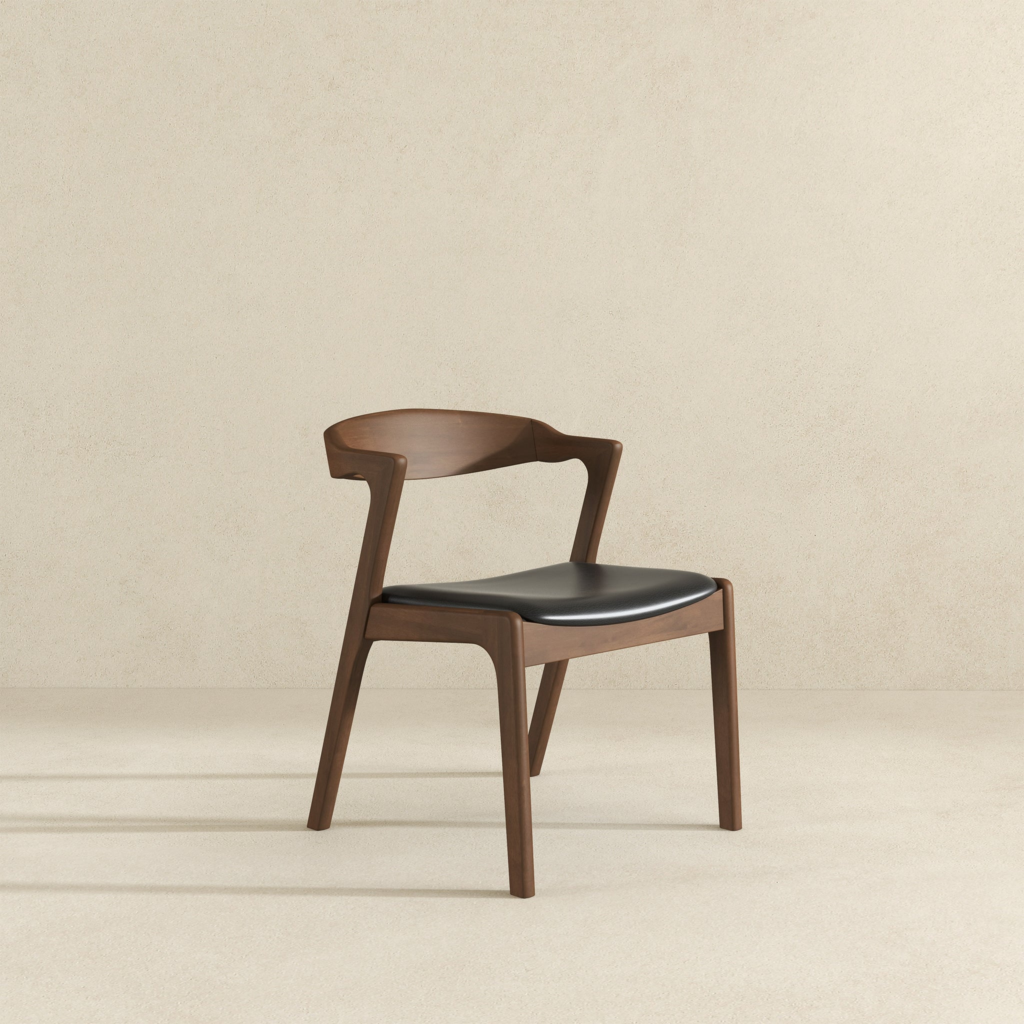 Dakota  Solid Wood Black Leather Dining Chair