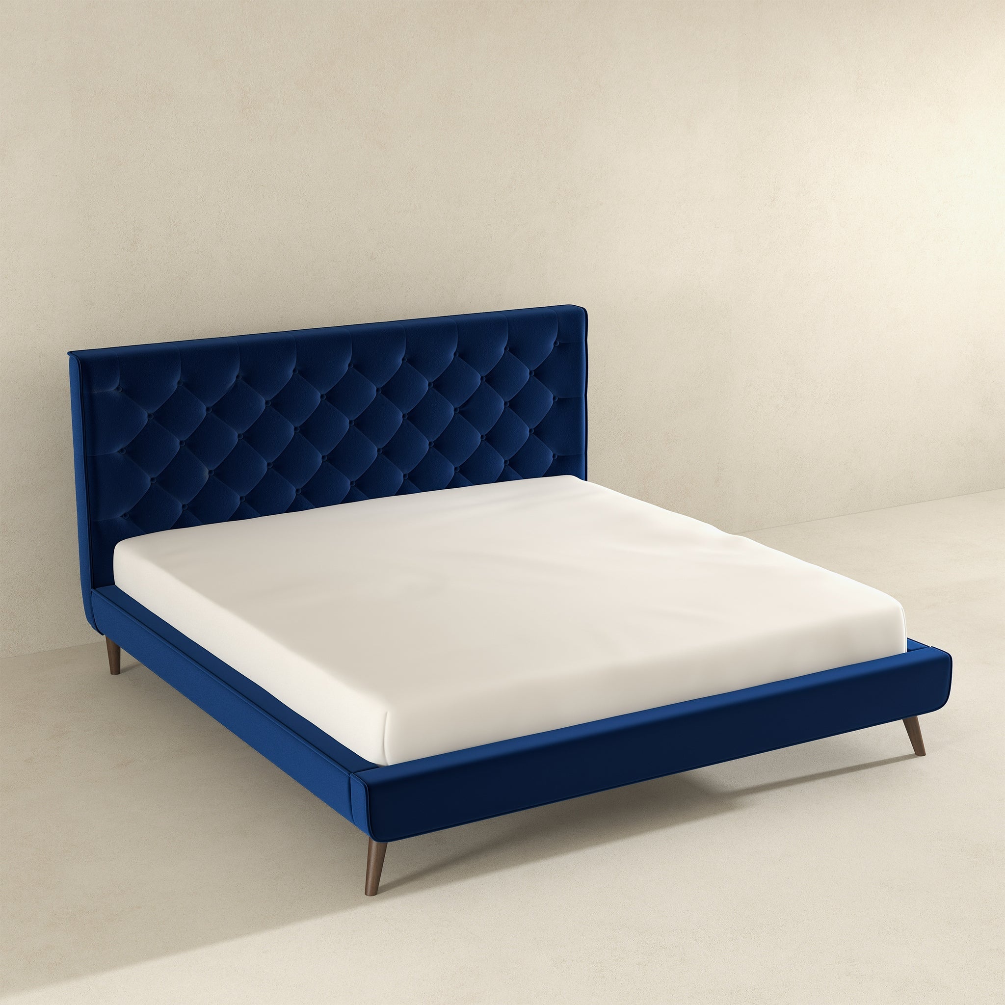 Dillon Blue Velvet Platform Bed King