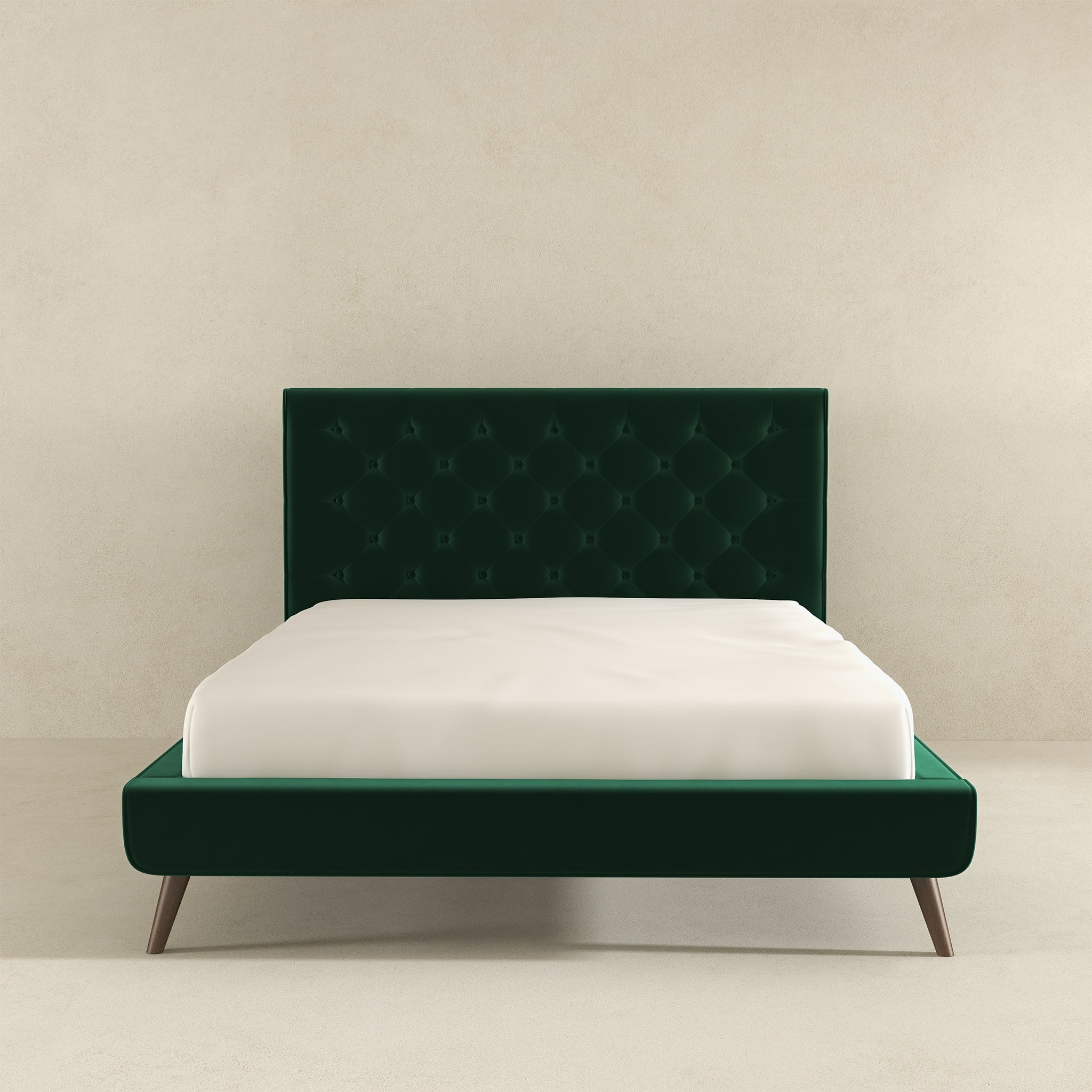 Dillon Dark Green Velvet Queen Platform Bed