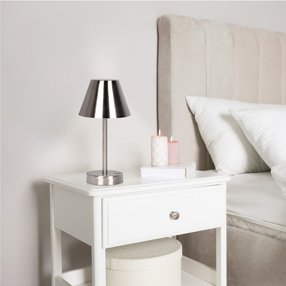 Elegance Rechargeable LED Table Lamp Brushed Nickel
