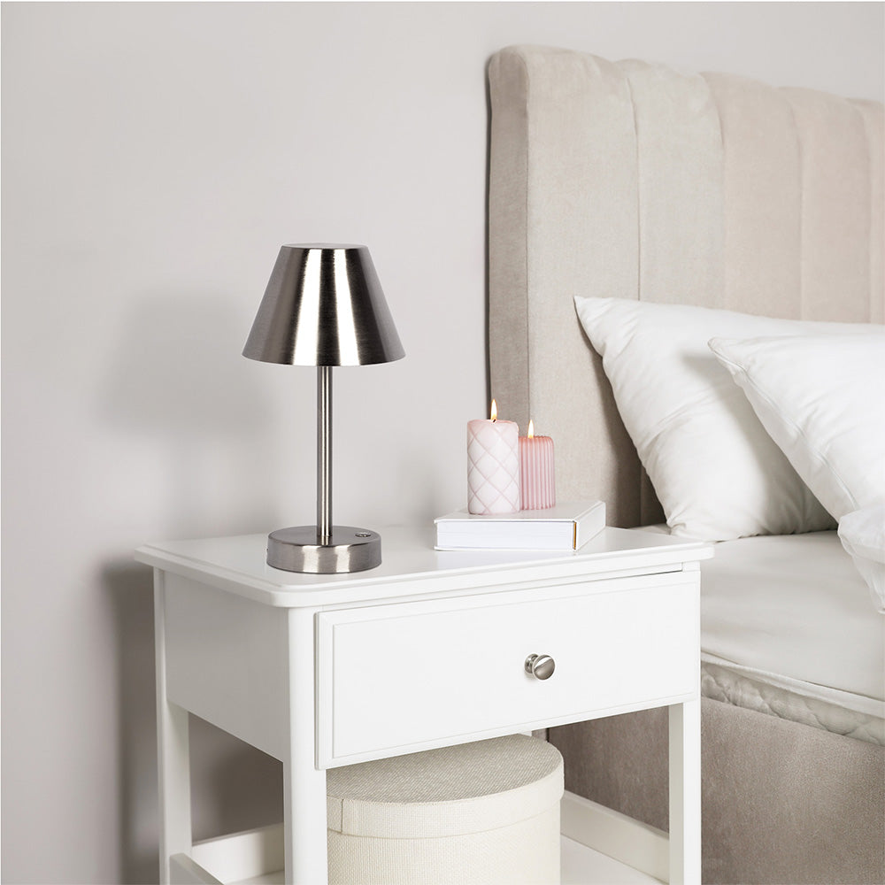 Elegance Rechargeable LED Table Lamp Brushed Nickel