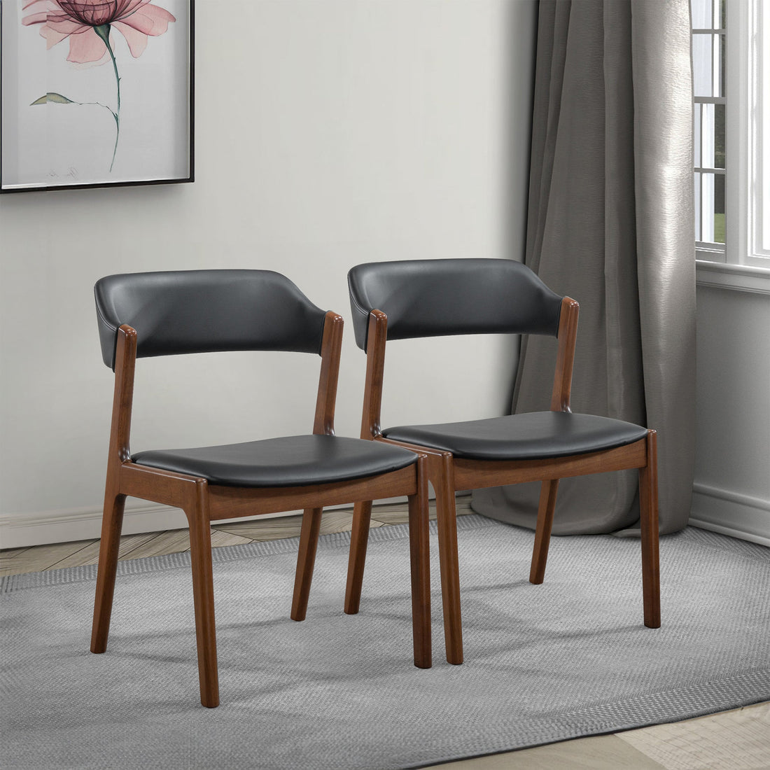 Enzo Black Leather Dining Chairs