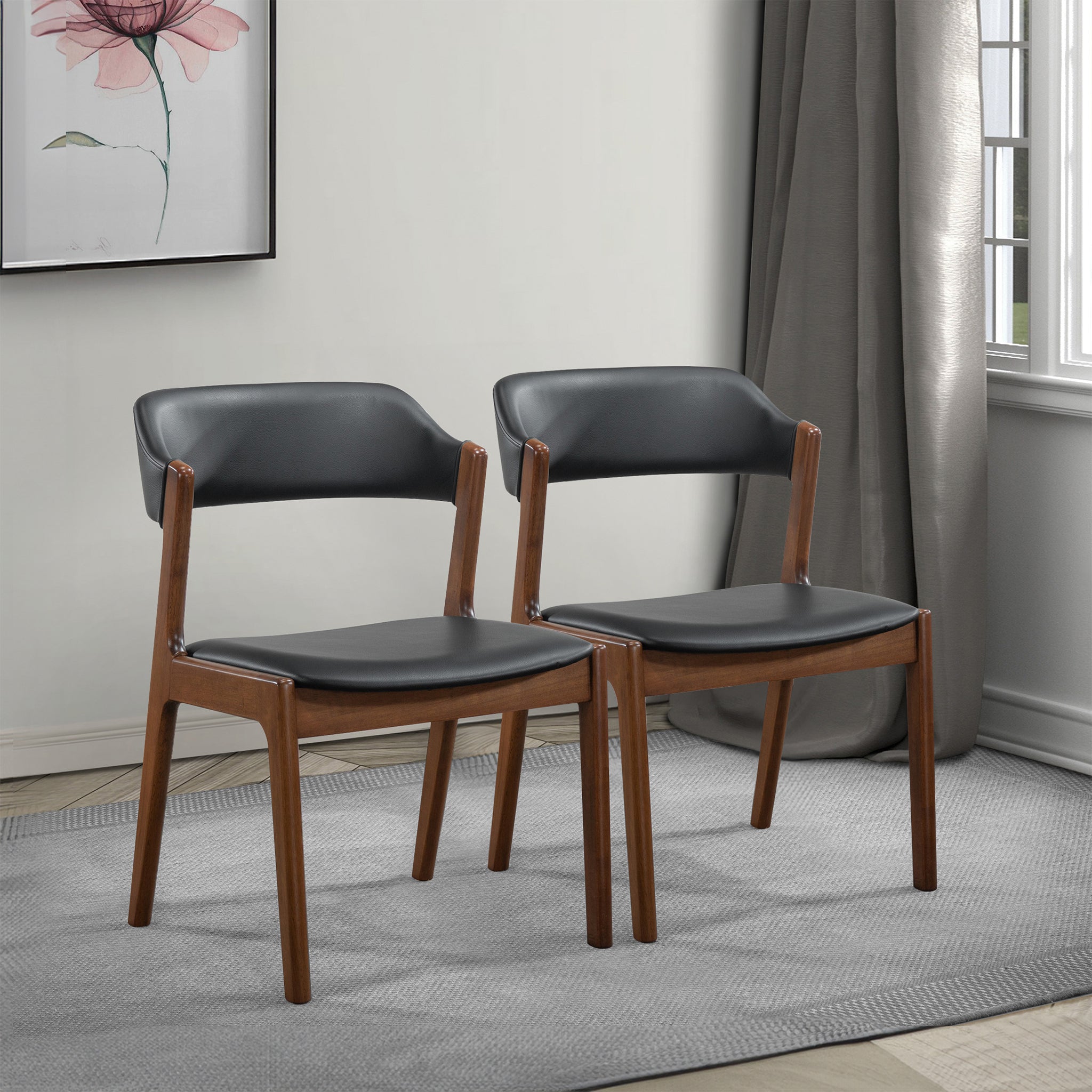 Enzo Black Leather Dining Chairs
