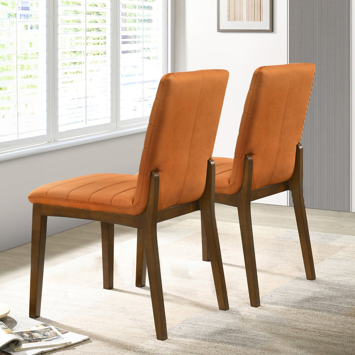 Ines Burnt Orange Velvet Dining Chairs