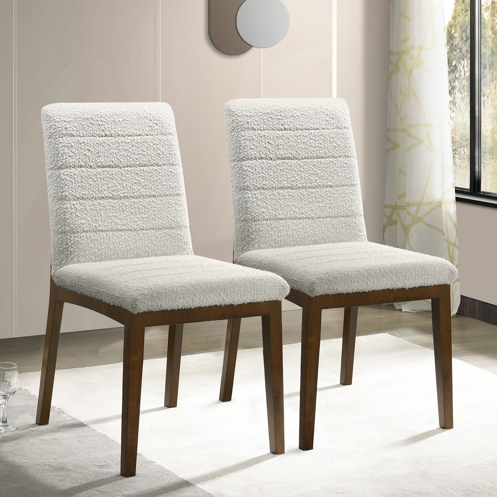 Ines White Boucle Dining Chairs