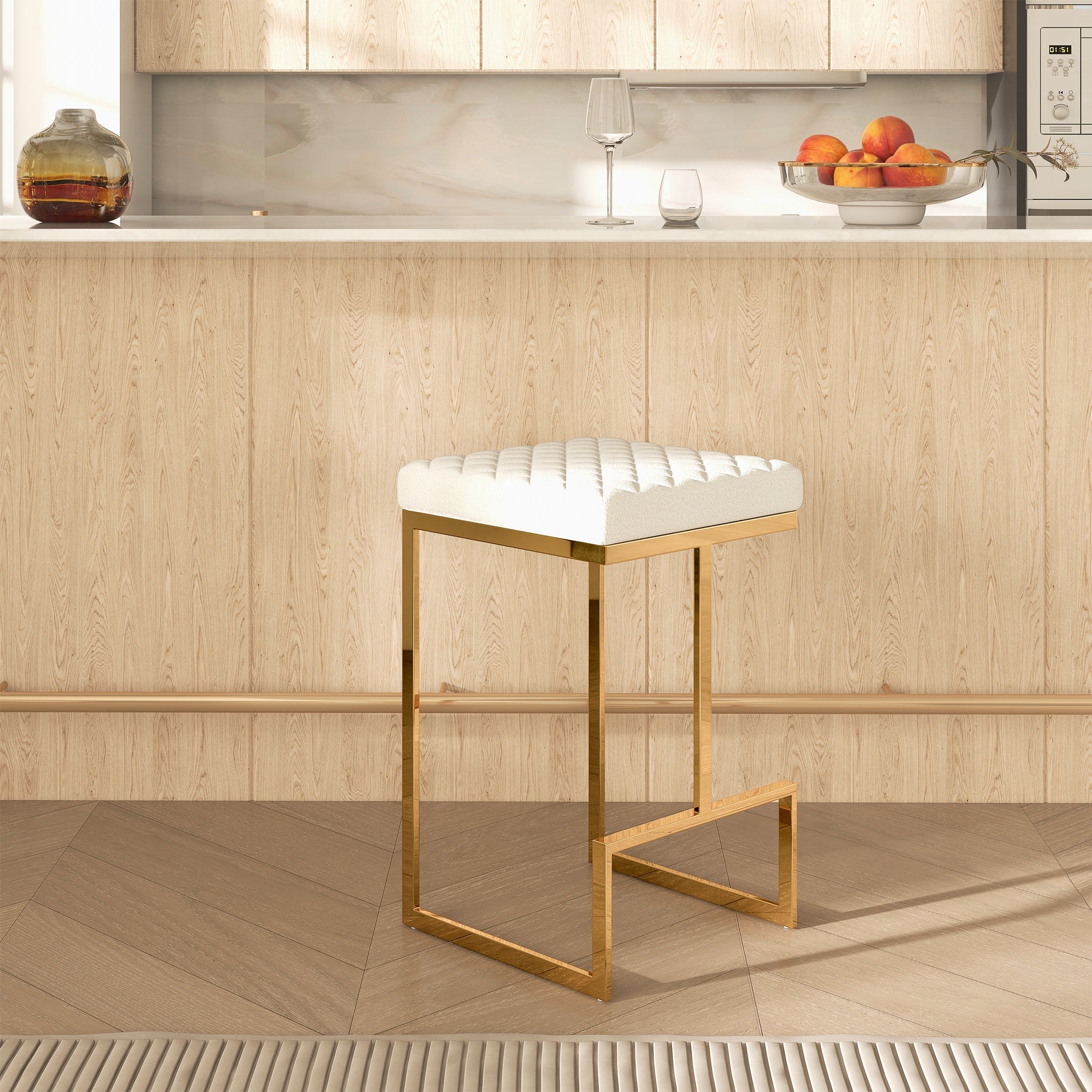 Joel Mid Century Modern Luxury Upholstered Stool