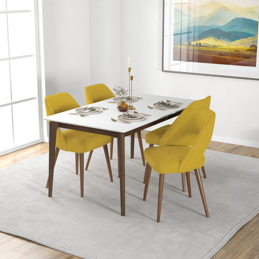 Juliana Mid Century Modern Yellow Fabric Dining Chairs