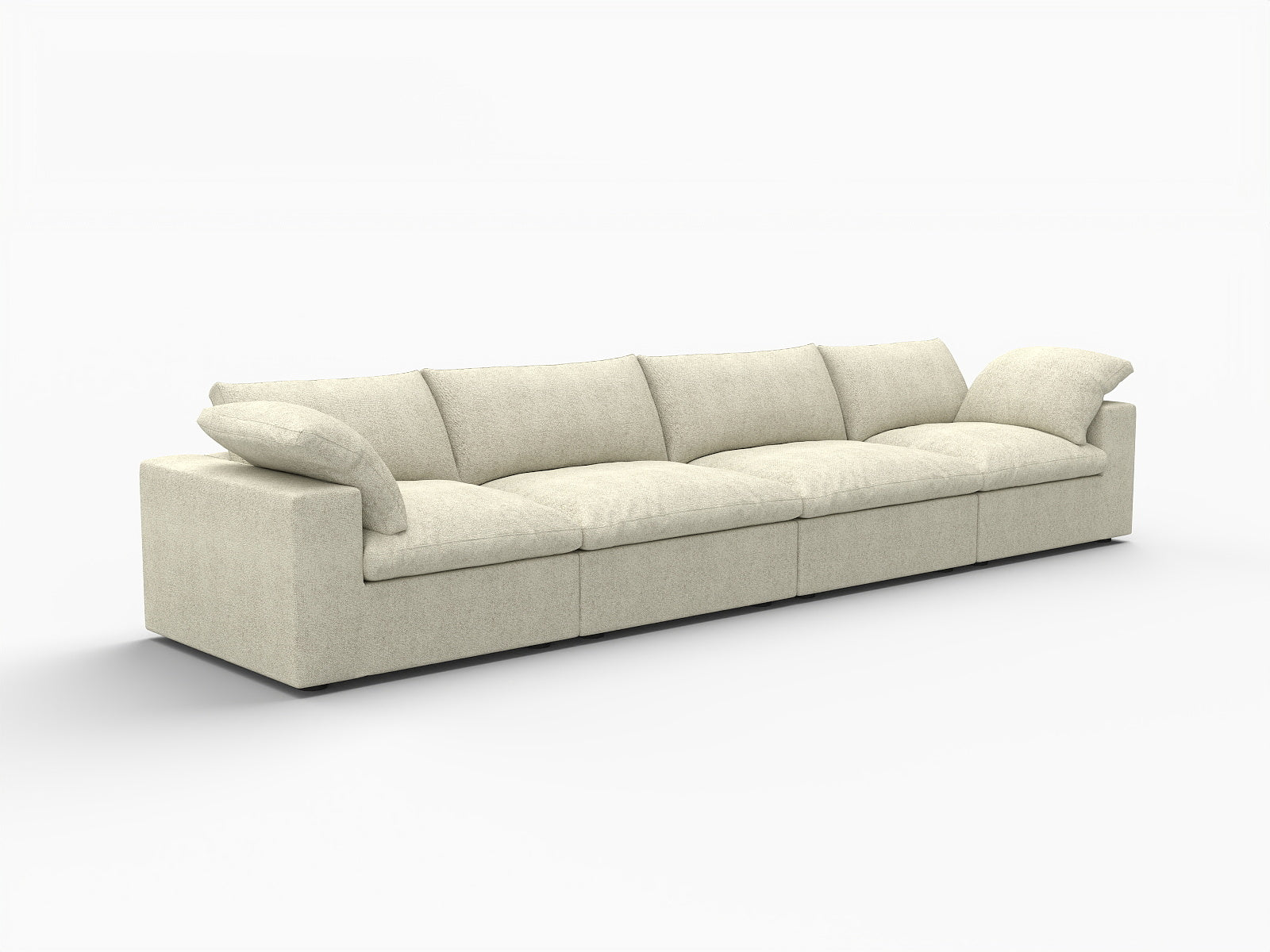 Khaki Linen Blend Modular Rectangular Four Piece Sectional