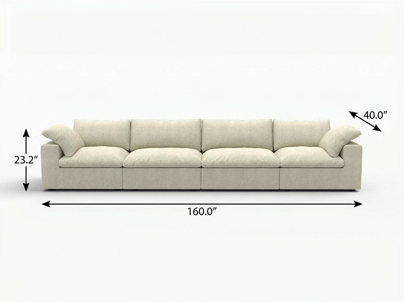 Khaki Linen Blend Modular Rectangular Four Piece Sectional