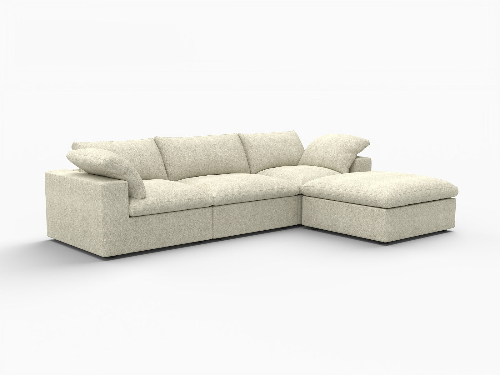 Khaki Linen Blend Modular L Shaped Four Piece Corner Sectional