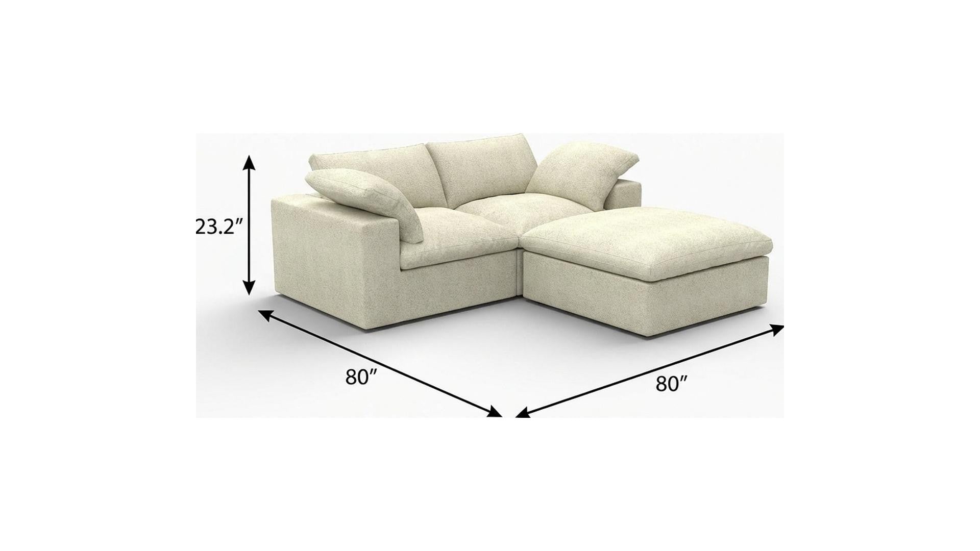 Khaki Linen Blend Modular L Shaped Three Piece Corner Sectional