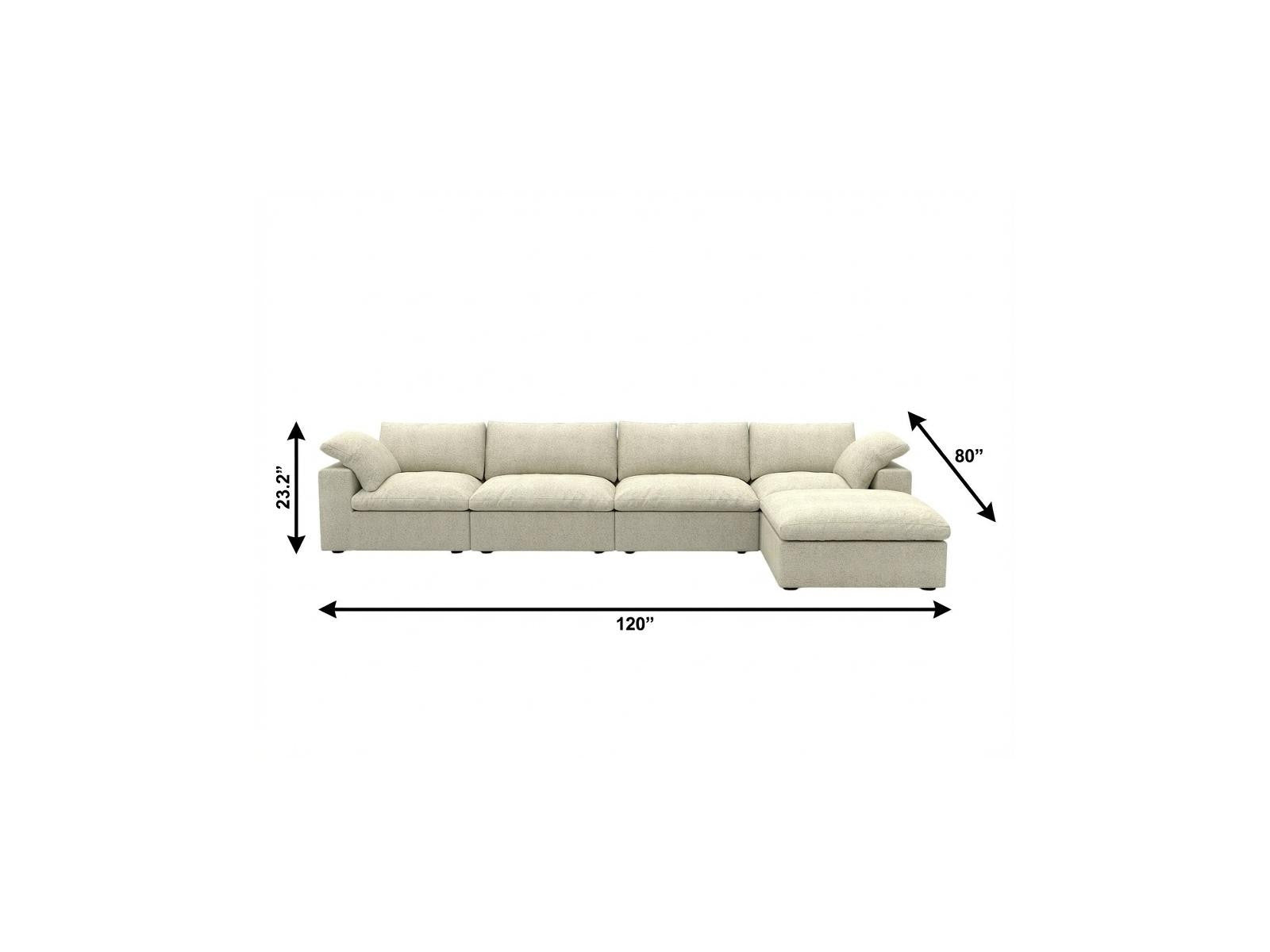 Khaki Linen Blend Modular L Shaped Five Piece Corner Sectional