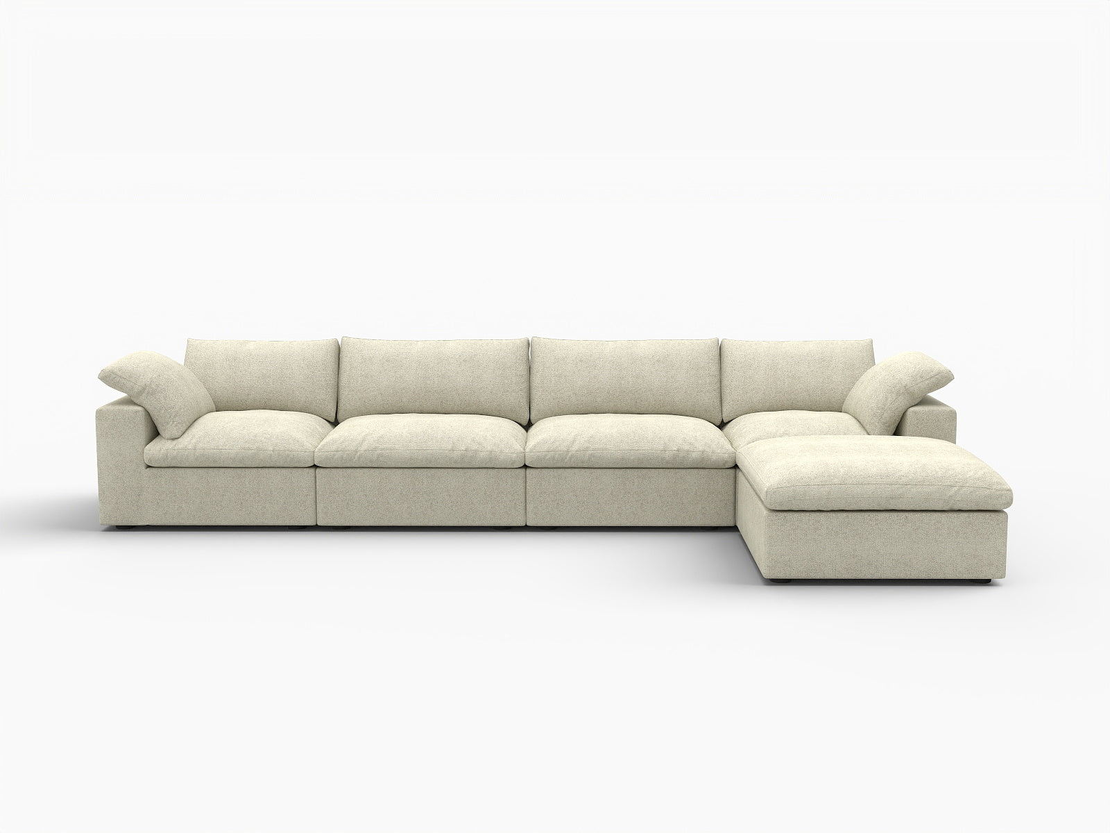 Khaki Linen Blend Modular L Shaped Five Piece Corner Sectional