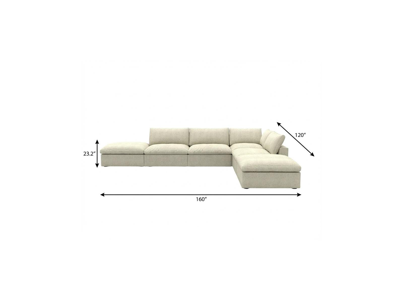 Khaki Linen Blend Modular L Shaped Six Piece Corner Sectional