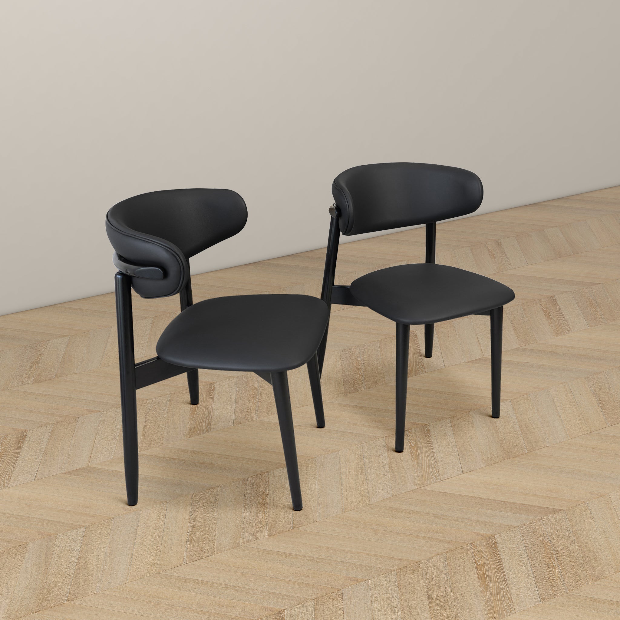 Korbin Black Vegan Leather Dining Chairs