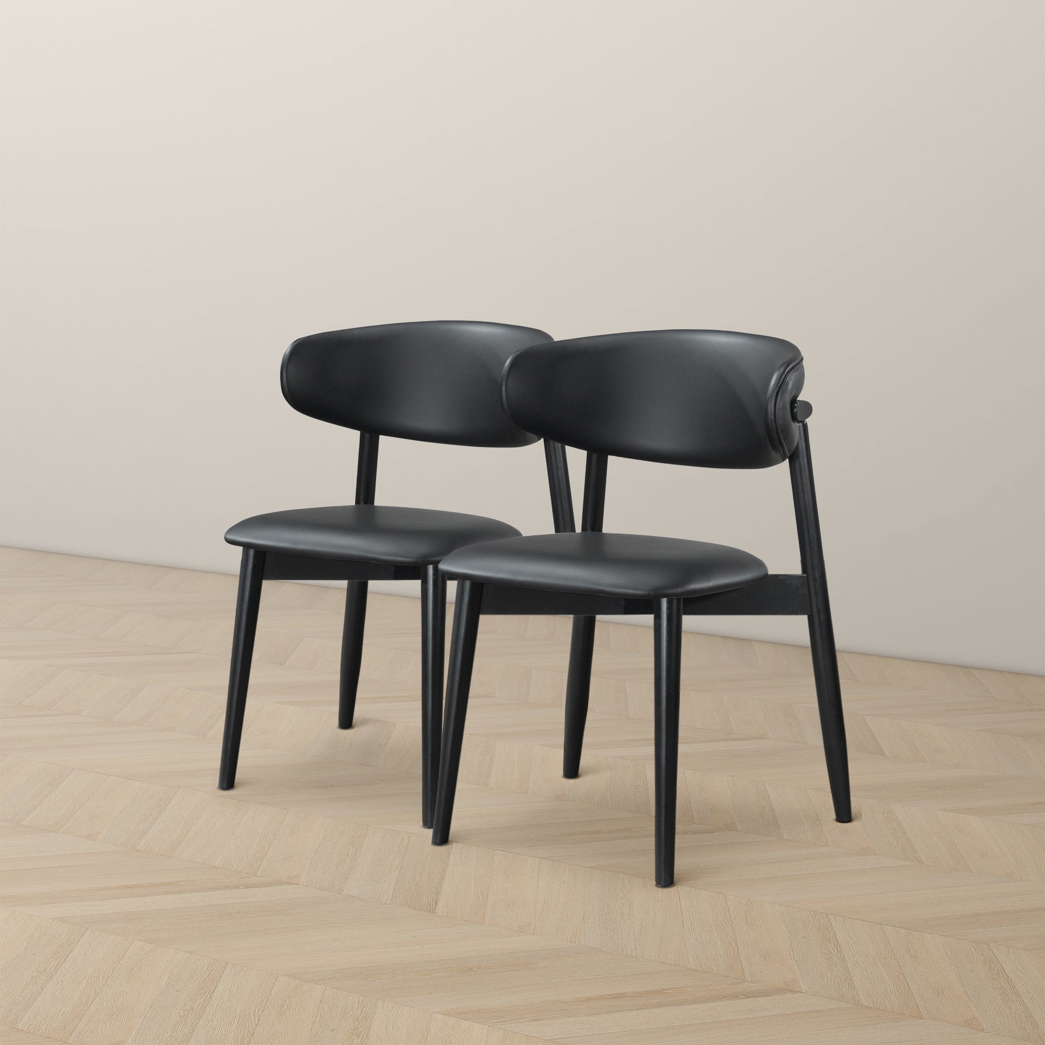 Korbin Black Vegan Leather Dining Chairs