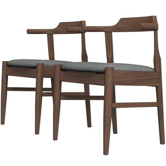 Leon Mid-Century Modern Grey Fabric Dining Chairs