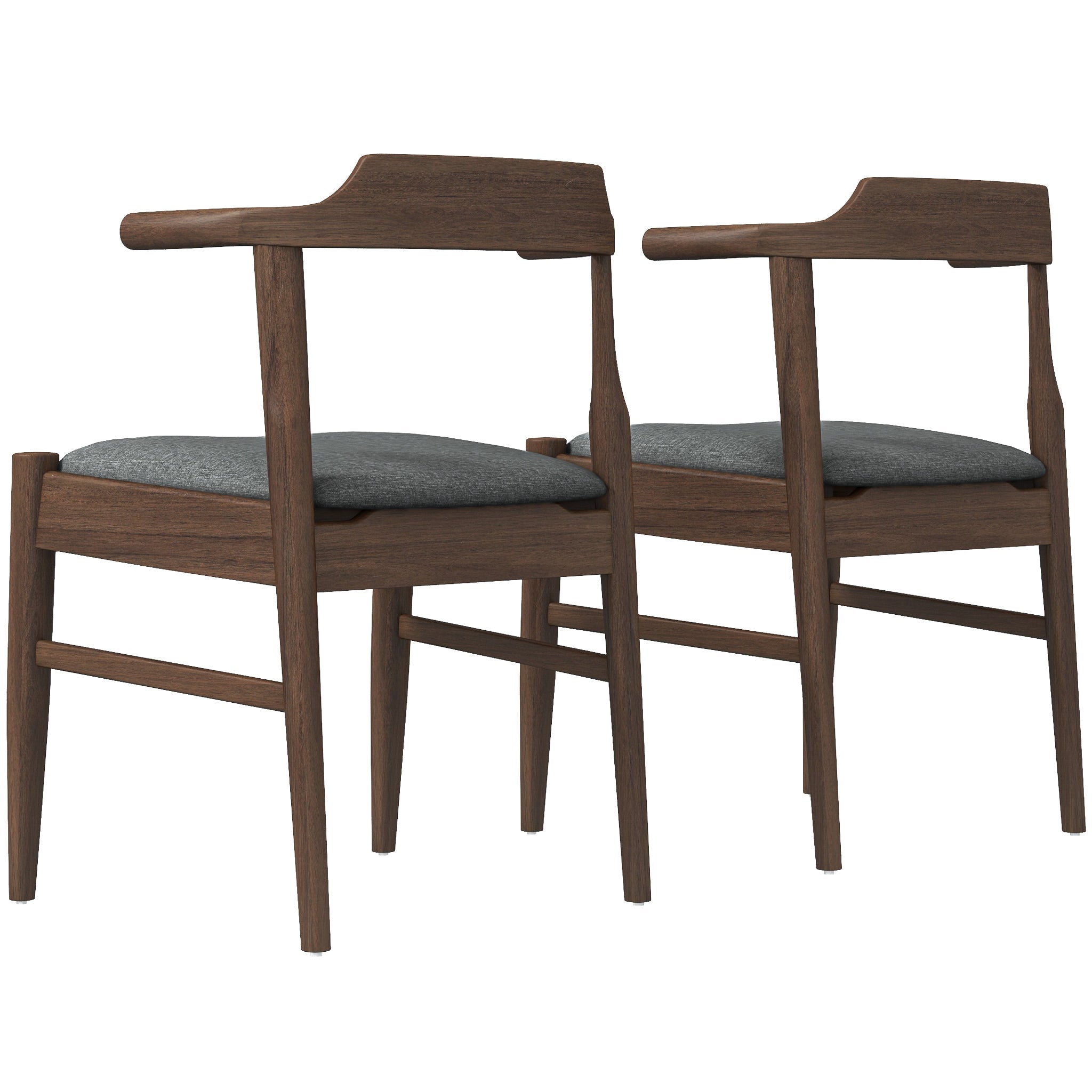 Leon Mid-Century Modern Grey Fabric Dining Chairs