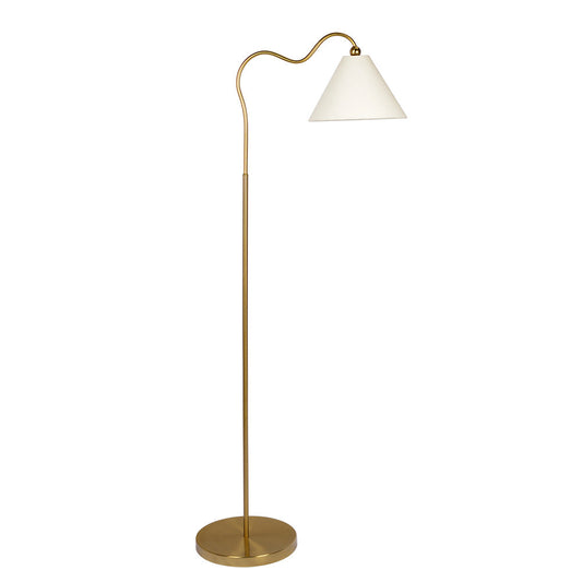 Majestic Brass Ring Base Curved Floor Lamp