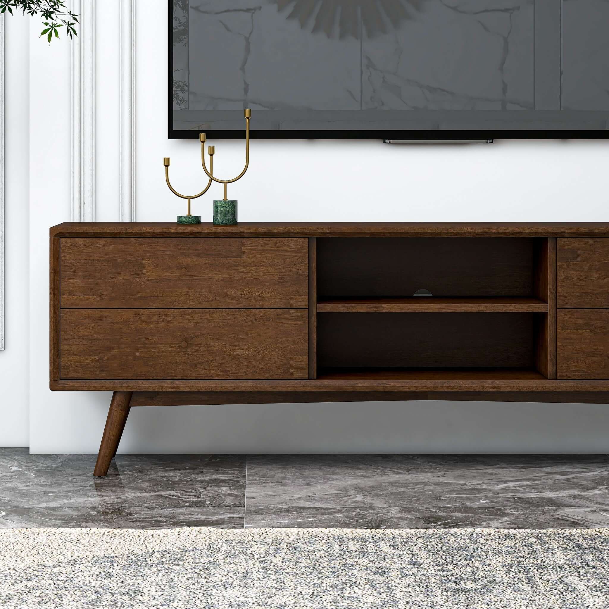 Caroline Mid Century Modern Style Walnut TV Stand