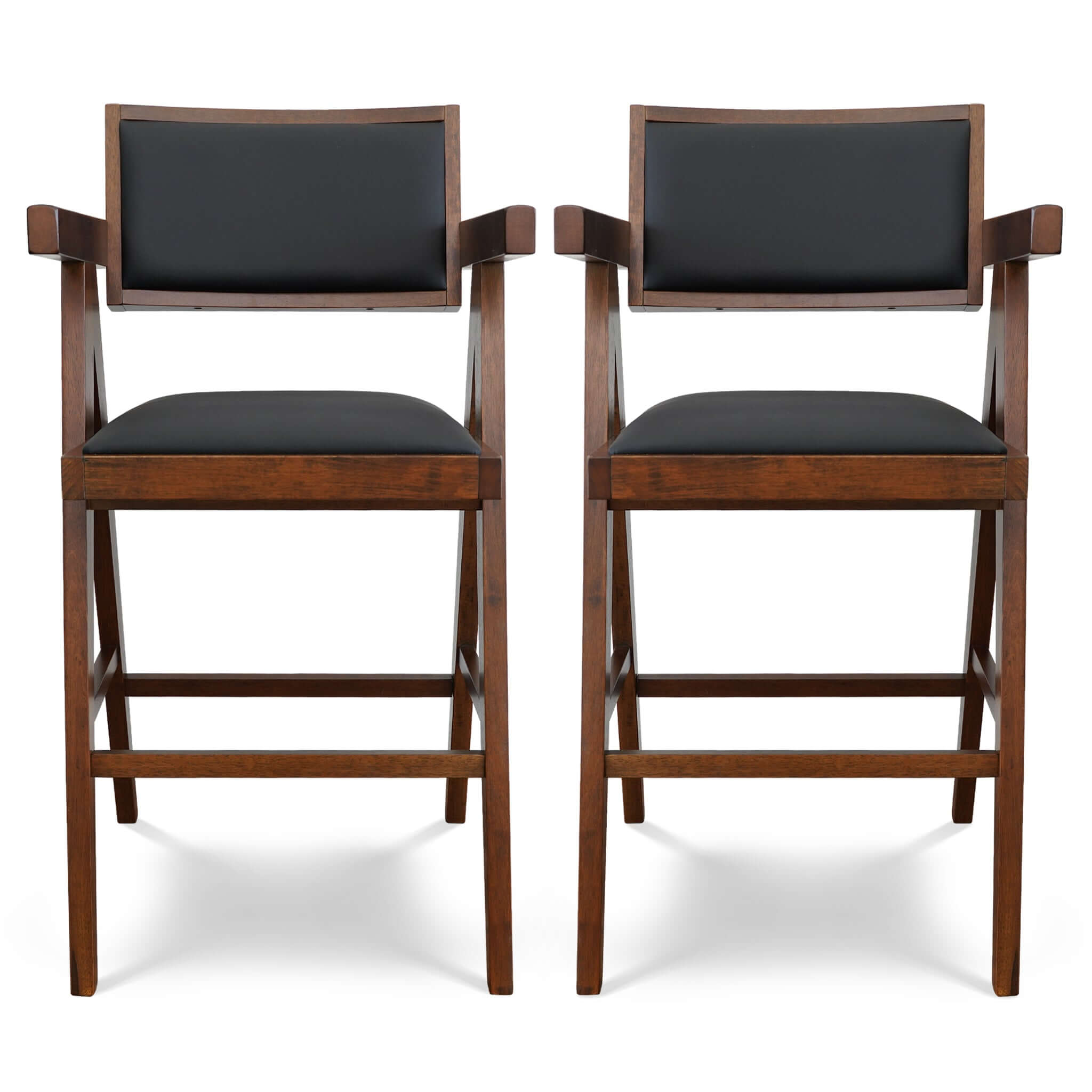 Athena Counter Chairs In Black Vegan Leather