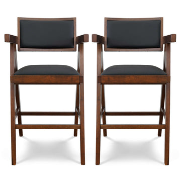 Athena Counter Chairs In Black Vegan Leather