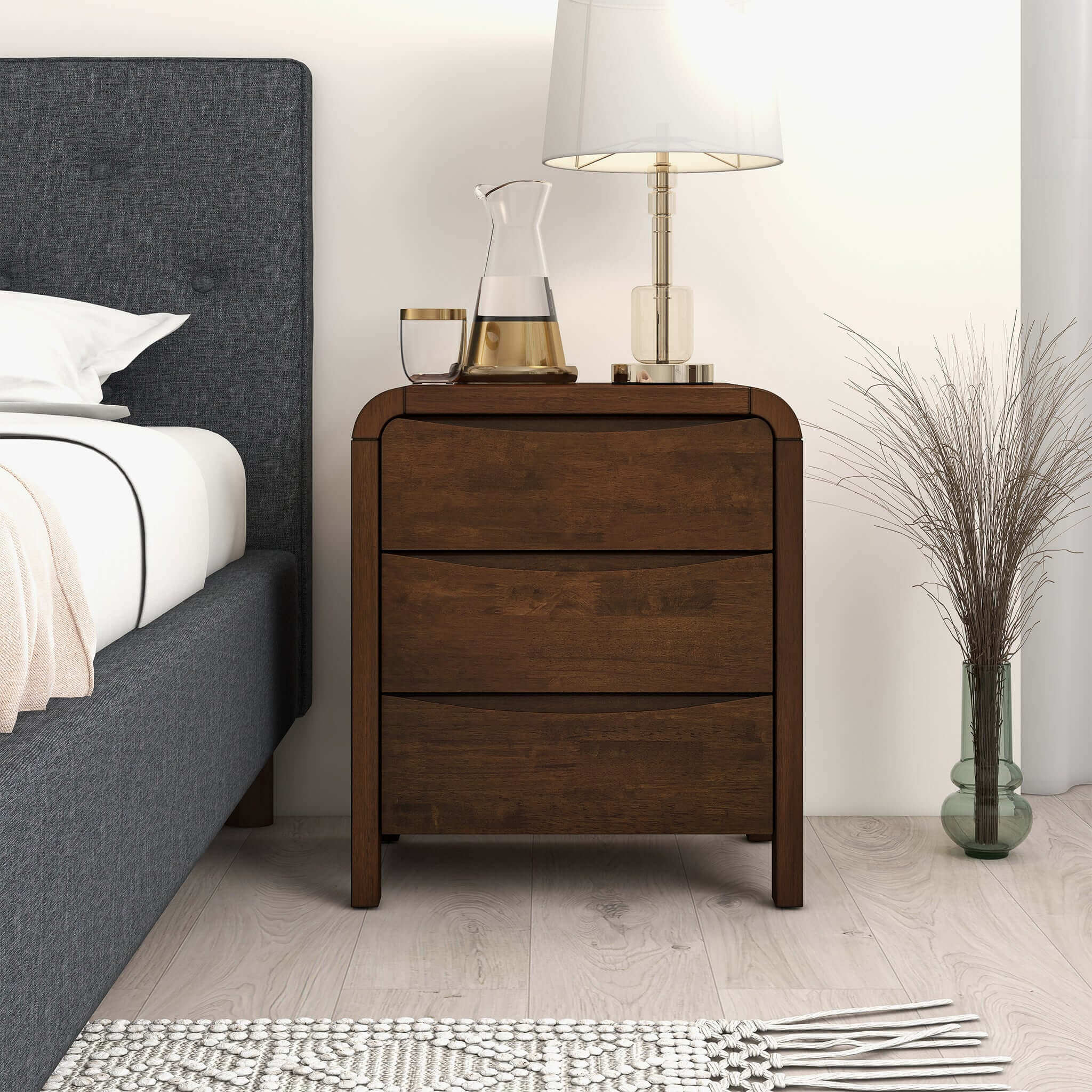 Lionel Mid Century Modern Solid Wood Nightstand