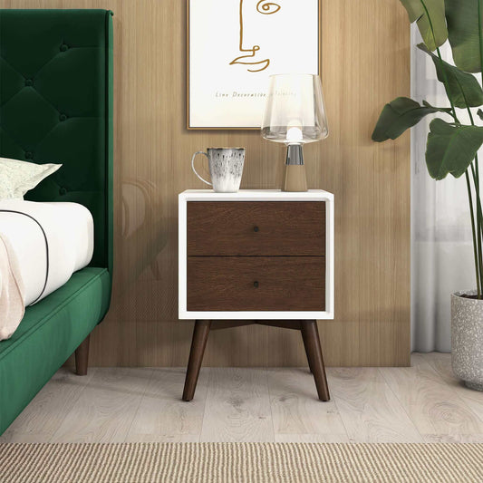 Caroline Mid Century Modern Style White Night Stand