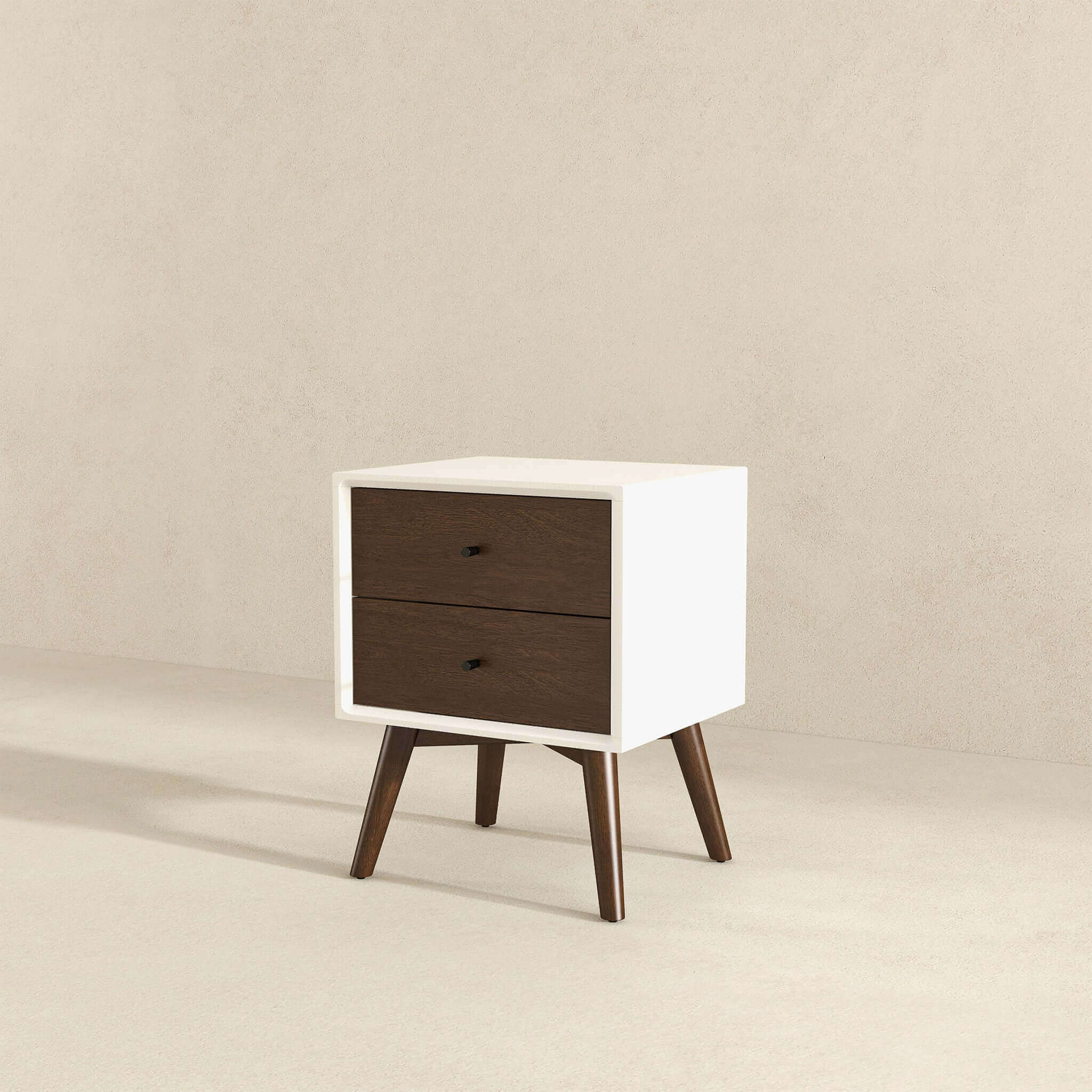 Caroline Mid Century Modern Style White Night Stand