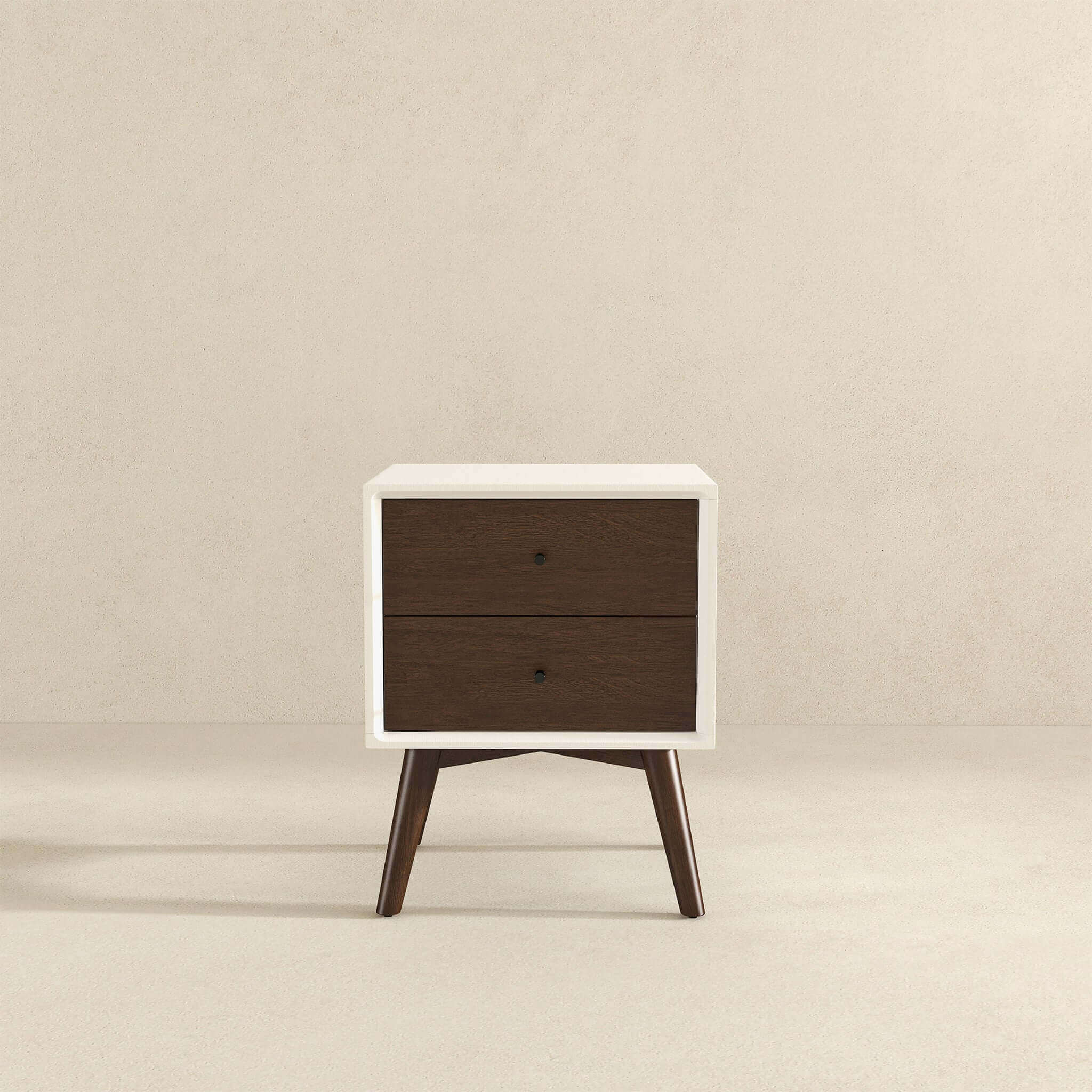 Caroline Mid Century Modern Style White Night Stand