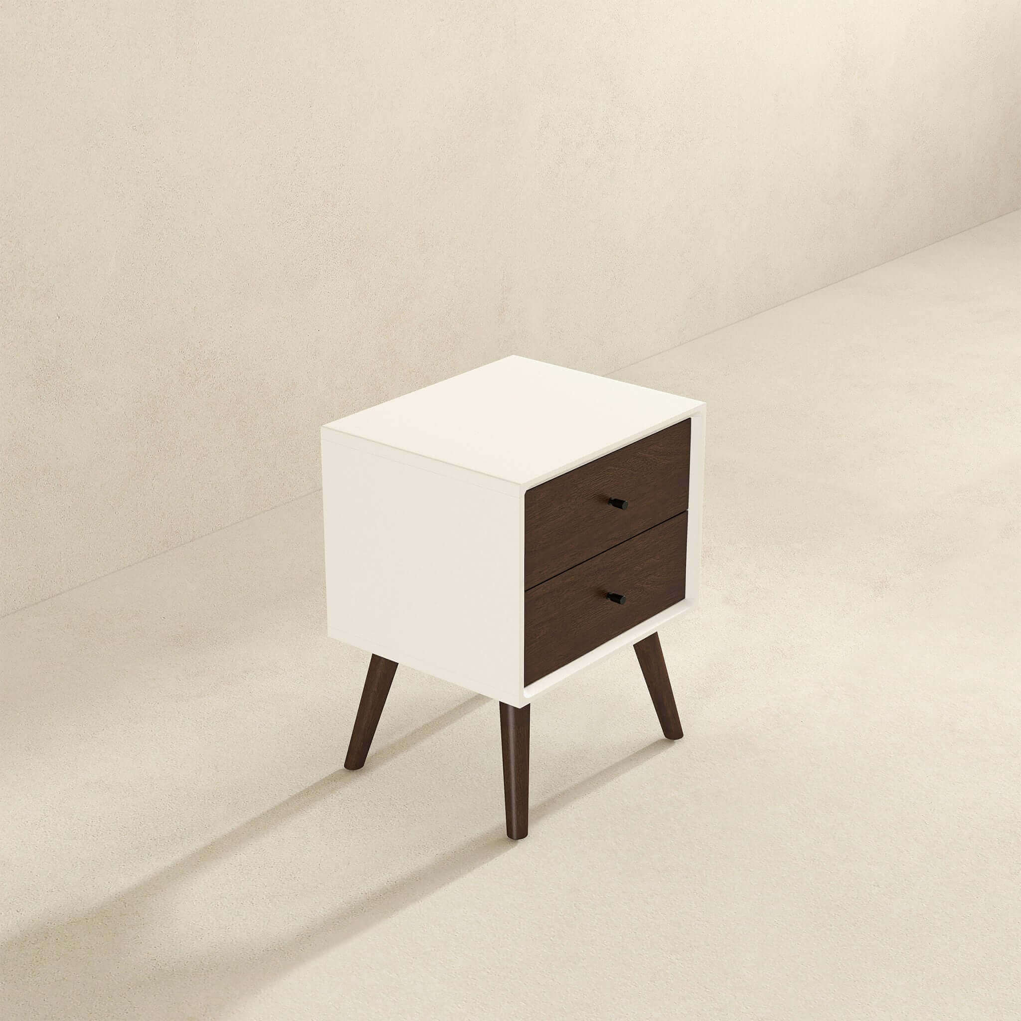 Caroline Mid Century Modern Style White Night Stand
