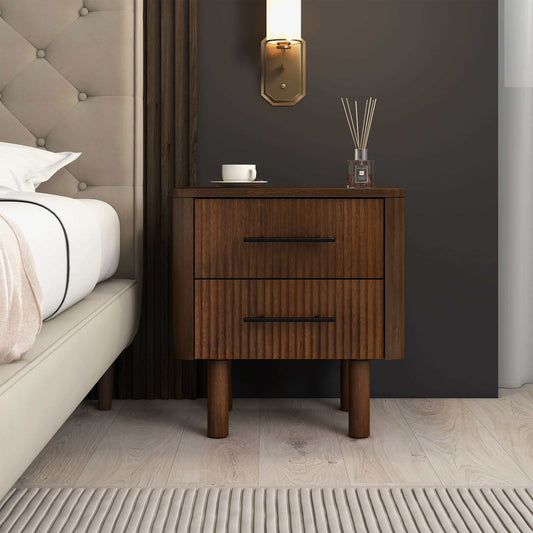 Logan Mid Century Modern Walnut Nightstand