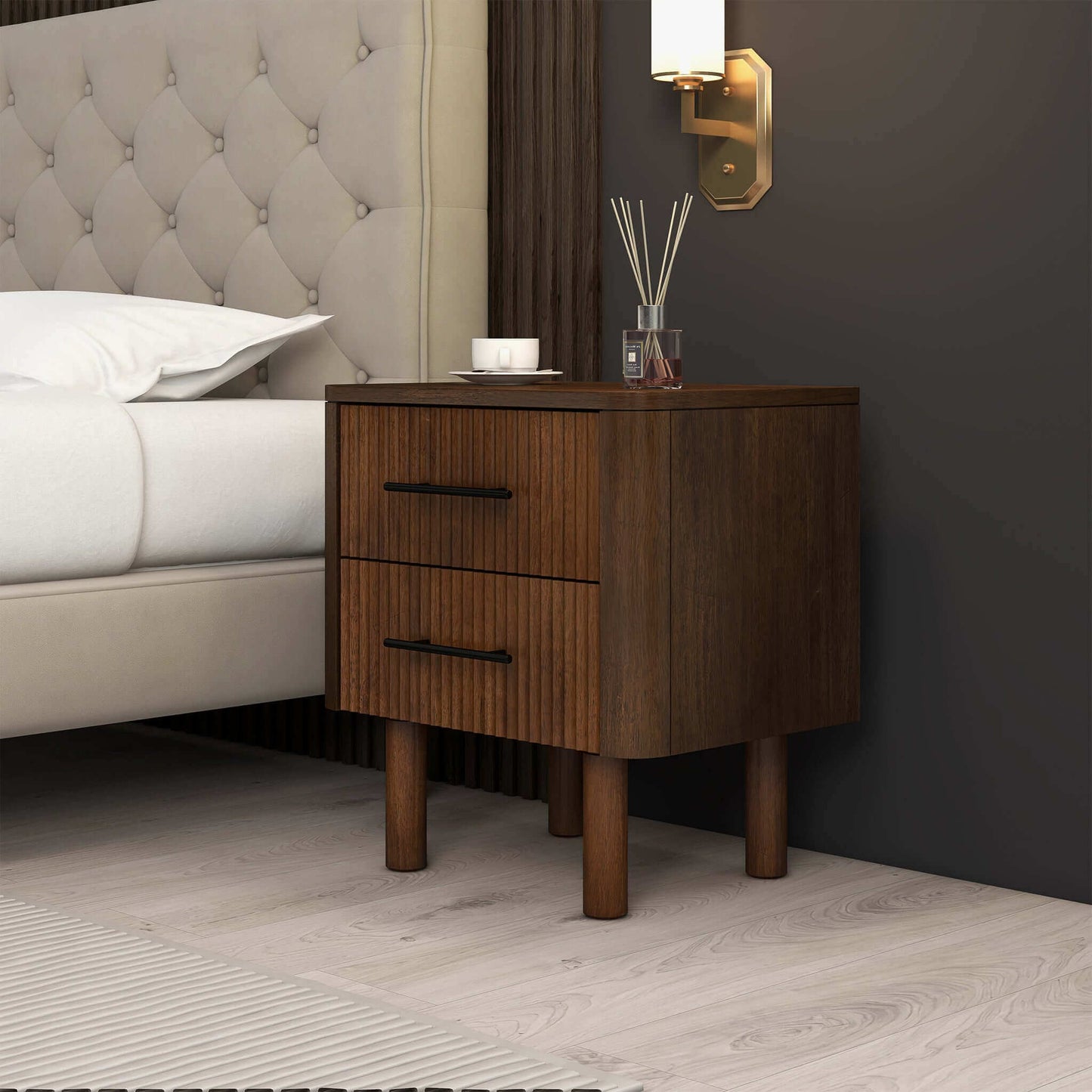 Logan Mid Century Modern Walnut Nightstand