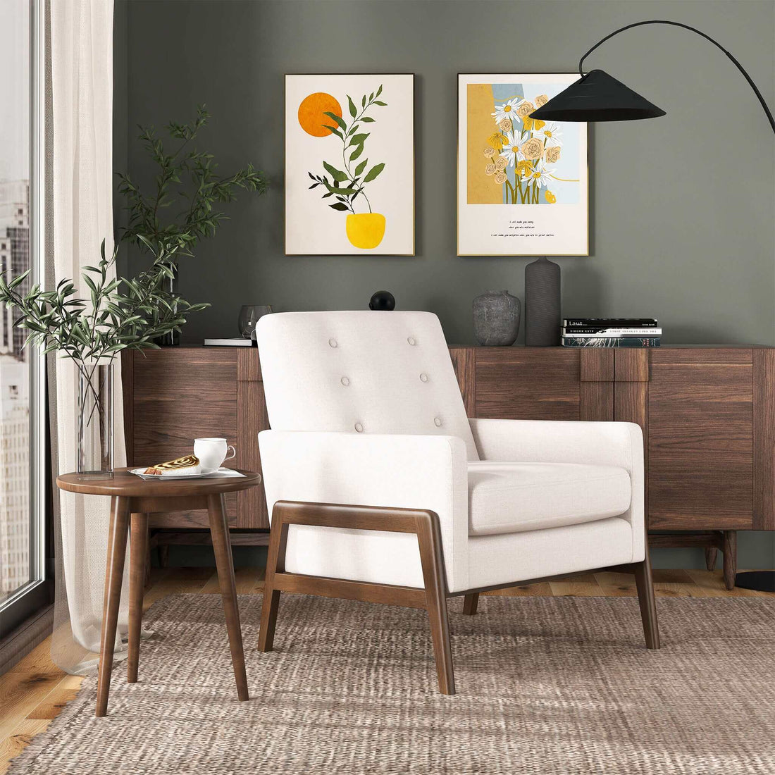Cole Beige Velvet Lounge Chair