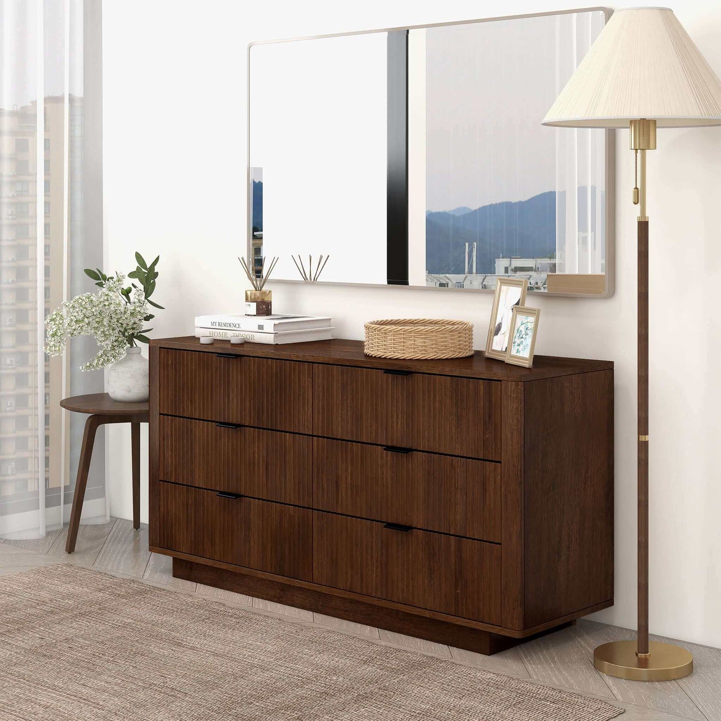 Lola Mid Century Modern Walnut Dresser