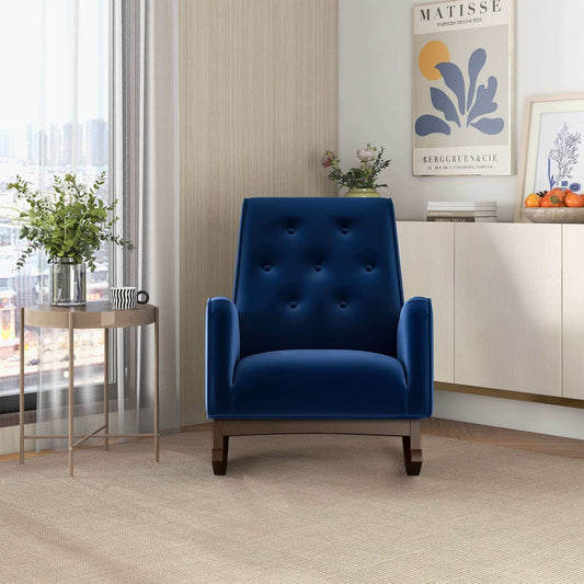 Demetrius  Dark Blue Velvet Rocking Chair