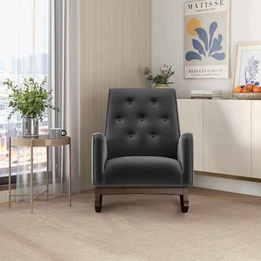 Demetrius  Dark Grey Fabric Rocking Chair