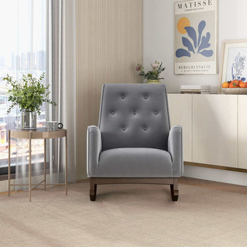 Demetrius  Light Grey Fabric Rocking Chair
