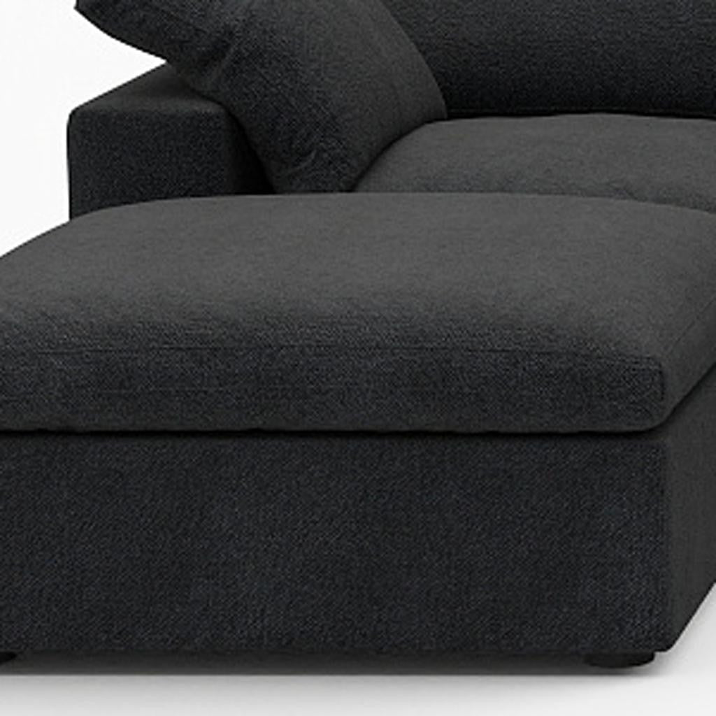 Black Linen Blend Modular L Shaped Five Piece Corner Sectional