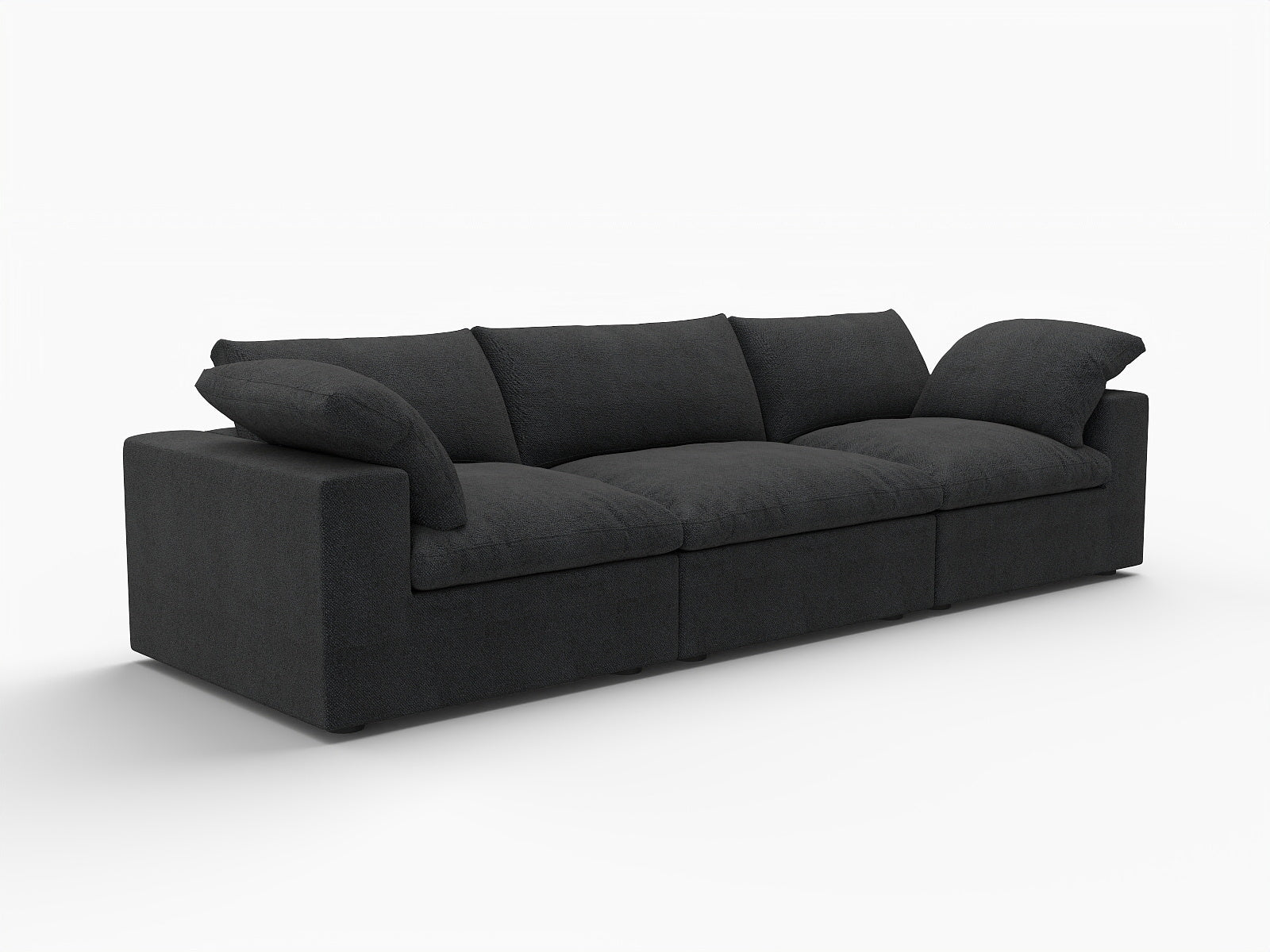 Black Linen Blend Modular Rectangular Three Piece Corner Sectional
