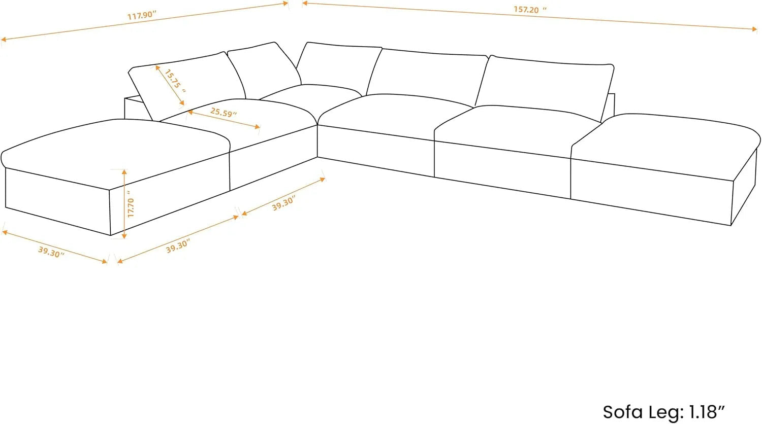 Black Linen Blend Modular L Shaped Six Piece Corner Sectional