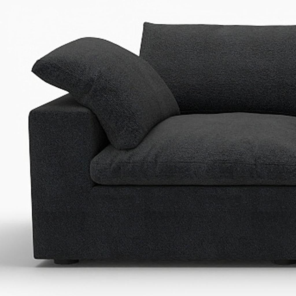 Black Linen Blend Modular Rectangular Four Piece Corner Sectional