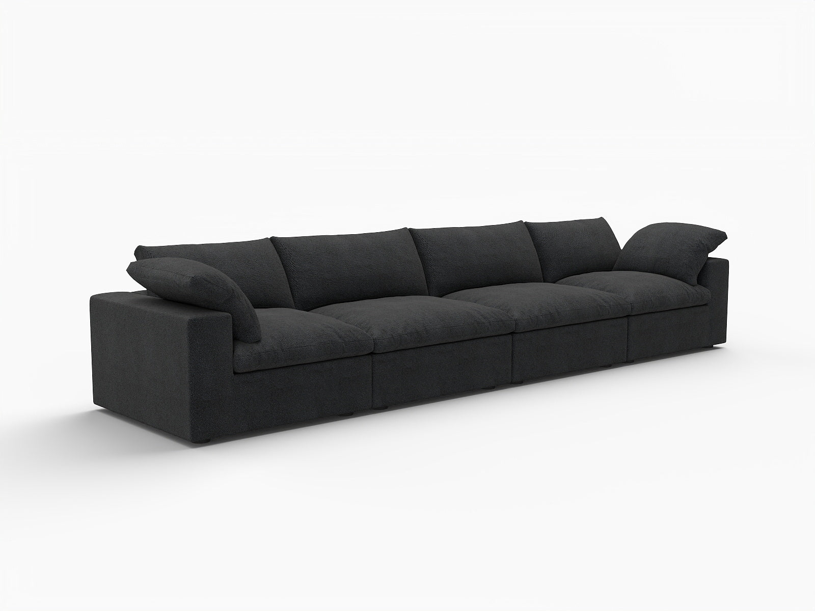 Black Linen Blend Modular Rectangular Four Piece Corner Sectional