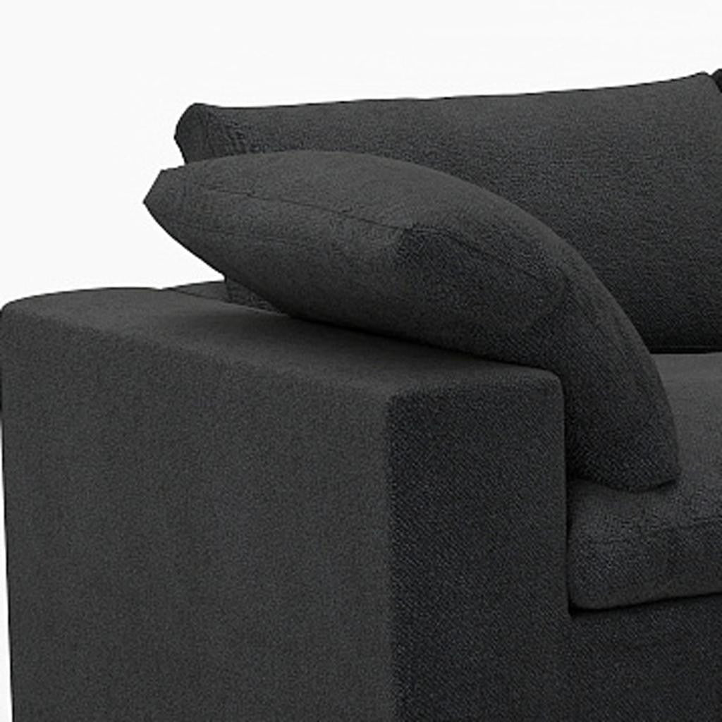 Black Linen Blend Modular Rectangular Four Piece Corner Sectional