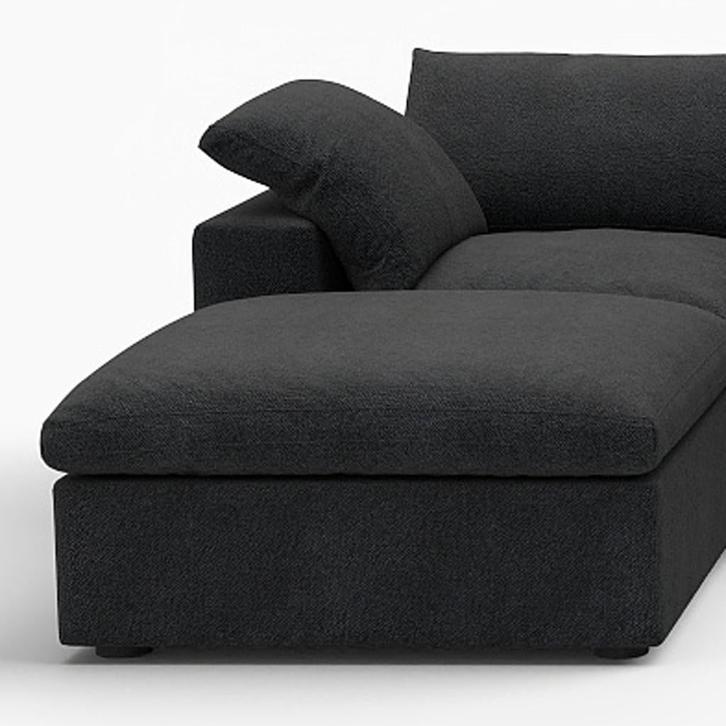 Black Linen Blend Modular U Shaped Five Piece Corner Sectional