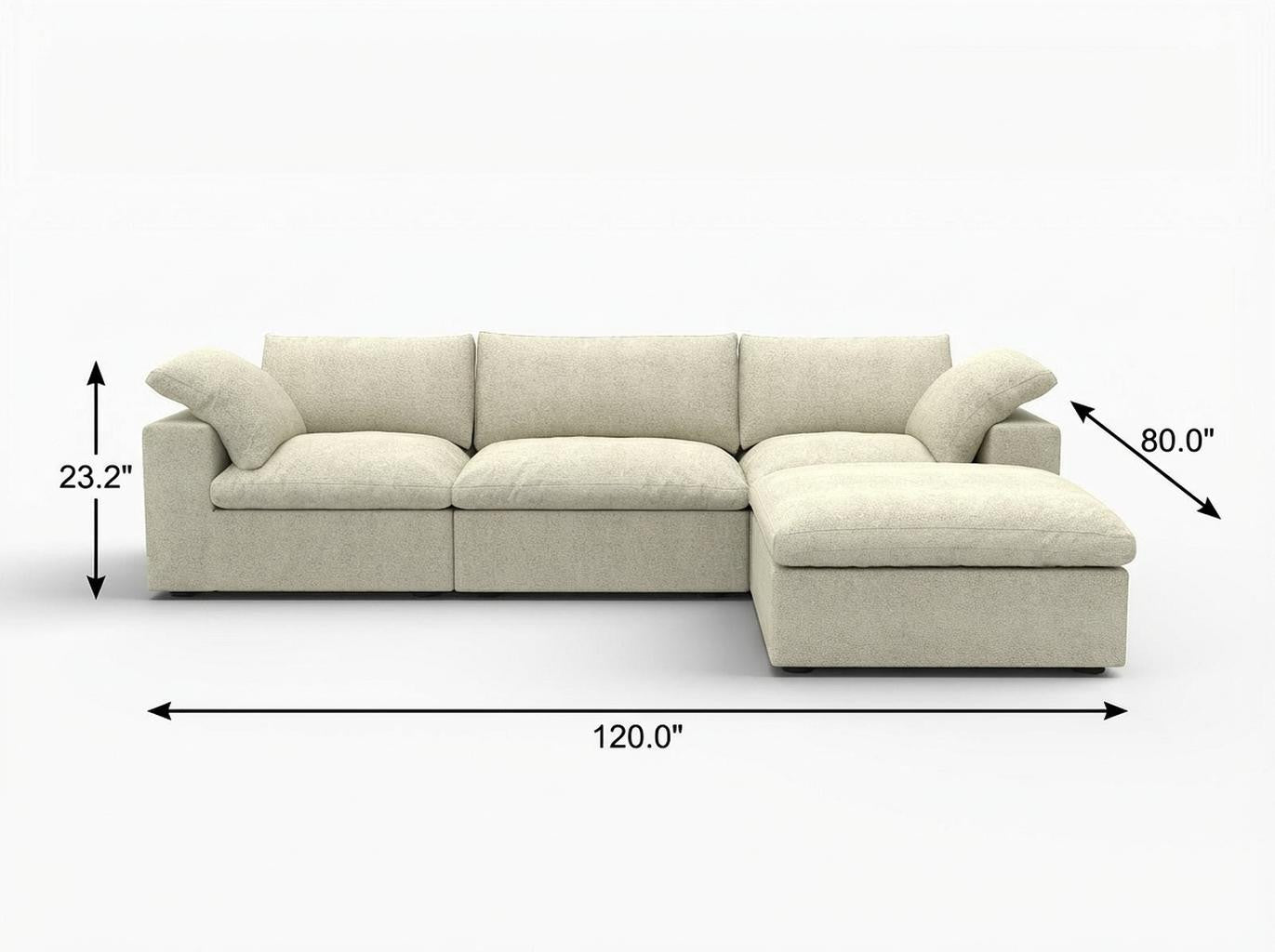 Khaki Linen Blend Modular L Shaped Four Piece Corner Sectional