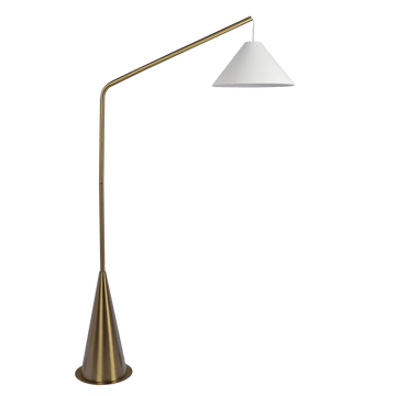 Lisbon Black Floor Lamp with On/Off Switch Coned Base Hanging White Fabric Shade